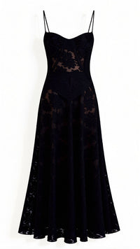 Hannah Floral Transparentes Maxikleid – Schwarz