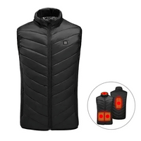 Herren Wärme Ärmellos Weste | USB – Schwarz
