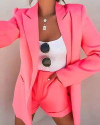 Damen Blazer Und Shorts Zweiteiliges Set | Stilvoll – Hellrosa
