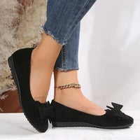 Damen Flache Schleife Schuhe | Slip Auf – Schwarz