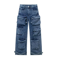 Ines Streetwear-Jeans mit Weitem Bein – Blau