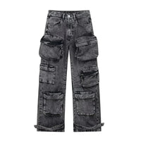 Ines Streetwear-Jeans mit Weitem Bein – Schwarz