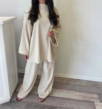 Ingrid Geripptes Loungewear-Set – Weiß