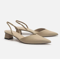 Damen Spitzer Zehe Niedrigem Absatz Sandalen | Bequeme – Beige