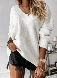Jacinth V-Ausschnitt Strickpullover – Weiß