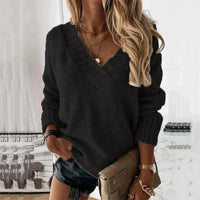 Jacinth V-Ausschnitt Strickpullover – Schwarz