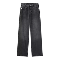 Jacklyn Hochtaillierte Straight Denim Jeans – Schwarz