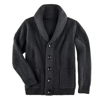 Japheth Gerippte Strickjacke mit Kragen – Grau