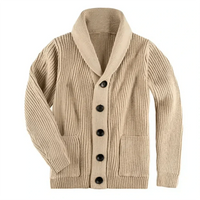 SERENO – DER GERIPPTE CARDIGAN MIT KRAGEN FÜR STRUKTURIERTEN KOMFORT – Beige
