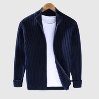 Jericho Gerippte Strickjacke – Marine