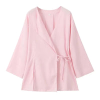 Jezebel Wickel-Bluse und Hose Set – Rosa Top