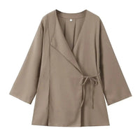 Jezebel Wickel-Bluse und Hose Set – Khaki-Top