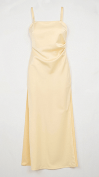 July Spaghetti-Träger-Kleid mit Oberschenkelschlitz – Gelb