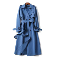 Damen Klassischer Trenchcoat | Lang Elegant – Blau