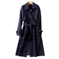 Damen Lang Trenchcoat | Elegante – Dunkelblau