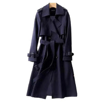 Damen Klassischer Trenchcoat | Lang Elegant – Dunkelblau