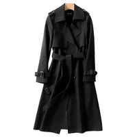 Damen Klassischer Trenchcoat | Lang Elegant – Schwarz