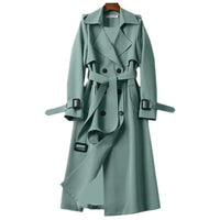 Damen Lang Trenchcoat | Elegante – Grün