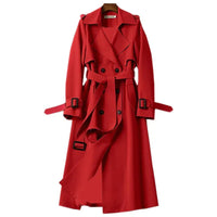 Damen Lang Trenchcoat | Elegante – Rot