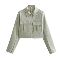 Kehlani Gekürzte Jacke und Hose Set – Graue Jacke