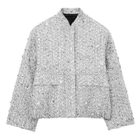 Kesia Pailletten-Bomberjacke – Silber (Pailletten)