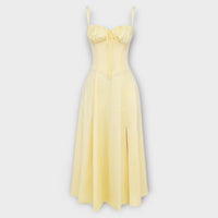 Paula | Exklusives Midi-Kleid mit Korsett – Hellgelb
