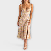 Paula | Exklusives Midi-Kleid mit Korsett – Gelb
