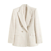 Krizzy Zweireihiger Tweed-Blazer – Weiß