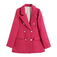 Krizzy Zweireihiger Tweed-Blazer – Rosa