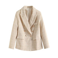 Krizzy Zweireihiger Tweed-Blazer – Beige