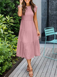 Ruby | Elegantes und fließendes Midikleid in A-Linie für Frauen – Rosa