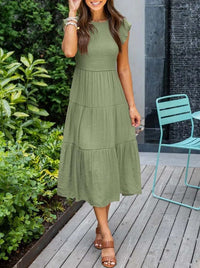 Ruby | Elegantes und fließendes Midikleid in A-Linie für Frauen – Grün