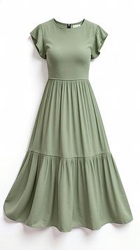 Leni Gesmoktes Midikleid – Grün