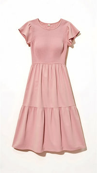 Leni Gesmoktes Midikleid – Rosa