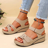 Damen Bequeme Verstellbare Riemen Plattform Sandalen | Offene Zehe – Beige