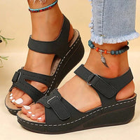 Damen Bequeme Verstellbare Riemen Plattform Sandalen | Offene Zehe – Schwarz