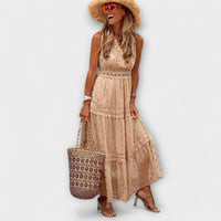 Lola - Bohemian Lace Maxi Dress – Khaki