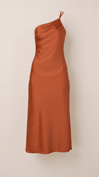 Louise One-Shoulder Midikleid – Orange