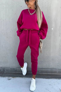 Mackenzie Pullover und Hose Set – Rosenrot