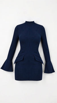 Maja Langärmeliges Minikleid – Marine Blau