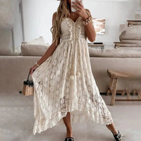 Zina | Elegantes und bequemes Boho-Spitzenkleid für Frauen – Creme
