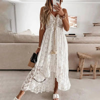 Zina | Elegantes und bequemes Boho-Spitzenkleid für Frauen – Weiß