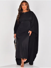 Ivy | Elegantes und fließendes Umhangkleid für Frauen – Schwarz