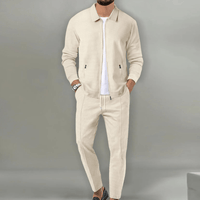 Zaren - Strukturiertes Jacken- und Hosen-Set – Beige