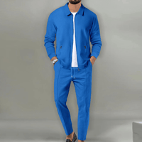 Zaren - Strukturiertes Jacken- und Hosen-Set – Blau