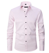 Herren Knopf Daunen Langarm Hemd | Schlanke Passform – Rosa