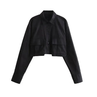 Piper Cropped Langarm- Hemd – Schwarz