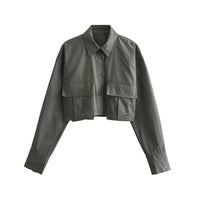 Piper Cropped Langarm- Hemd – Grau