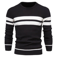Primus Gestreifter Strickpullover – Schwarz