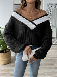 Raquel Strickpullover mit überschnittenen Schultern – Schwarz